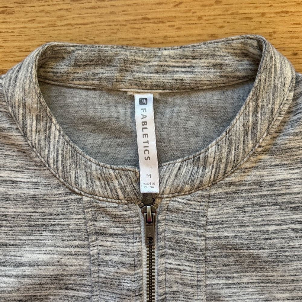 Fabletics Heathered Gray Zip-Up Jacket Size M - image 3